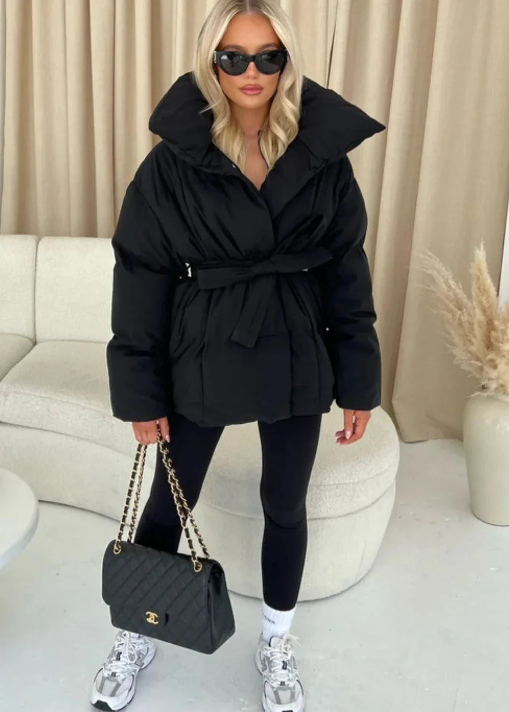 Cappotto Eleganza | Gewatteerde Damesjas Met Ceintuur | Stijlvol Winterdesign - Optimale Warmte