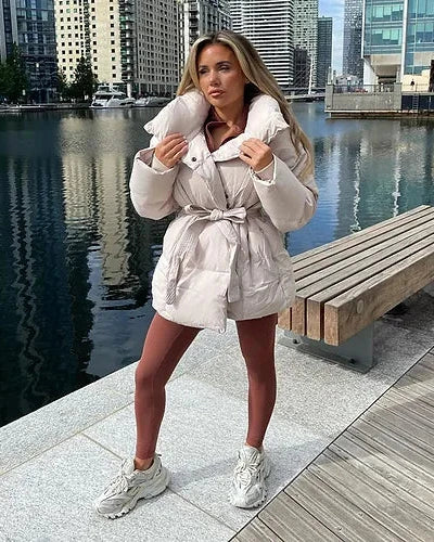 Cappotto Eleganza | Gewatteerde Damesjas Met Ceintuur | Stijlvol Winterdesign - Optimale Warmte