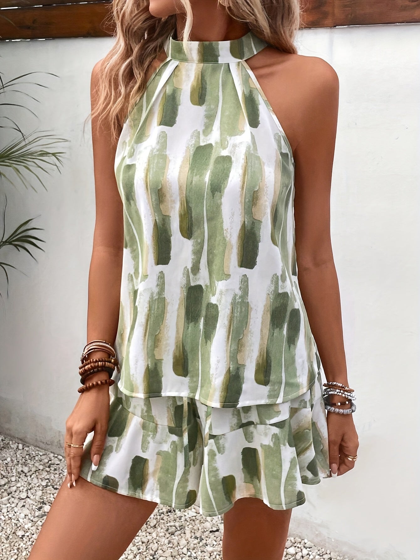 Mouwloze abstracte print jumpsuit | Zomer Outfit Dames | Elegante Zomerse Uitstraling