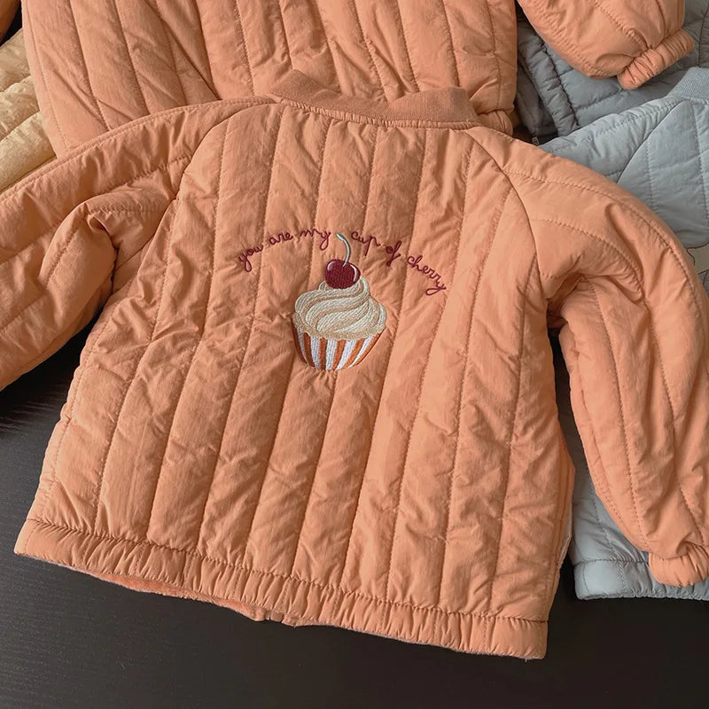 Mini Style | Katoenen Winterjas met Borduursel