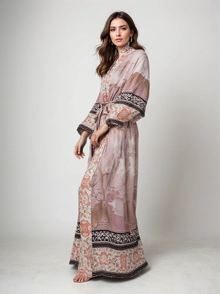 Barbara | Lange kimono met bloemenprint dames
