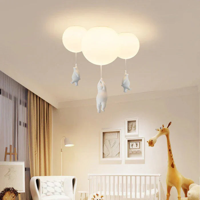 Kinderhanglamp | Beer en Ballon Design | CloudBear | Speels en Uniek Ontwerp | LED Verlichting | Hoogwaardig Kunststof en Metaal | Voor Kinderslaapkamers | 40 cm Diameter