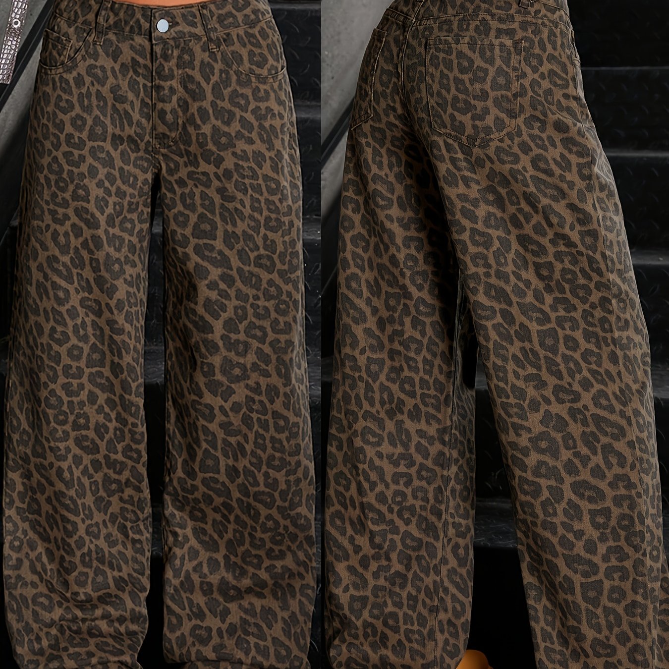 Vintage High-Waist Jeans met Luipaardprint Dames | Slim fit | Katoenmateriaal - Wasbaar in de machine - Trendy en comfortabel