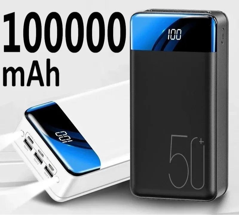 100.000mAh Ultra-Hoge Capaciteit Power Bank – Super Snelle Oplading voor Telefoons, Tablets & Laptops