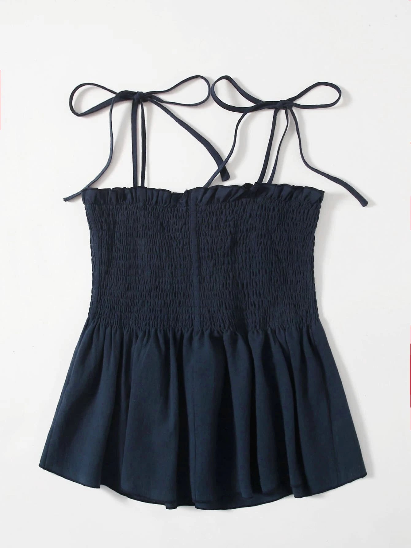 Holidaya Tanktop met Ruches en Schouderstrik | Zomertop Dames | Vrouwelijke top met ruches en geknoopte schouderbandjes