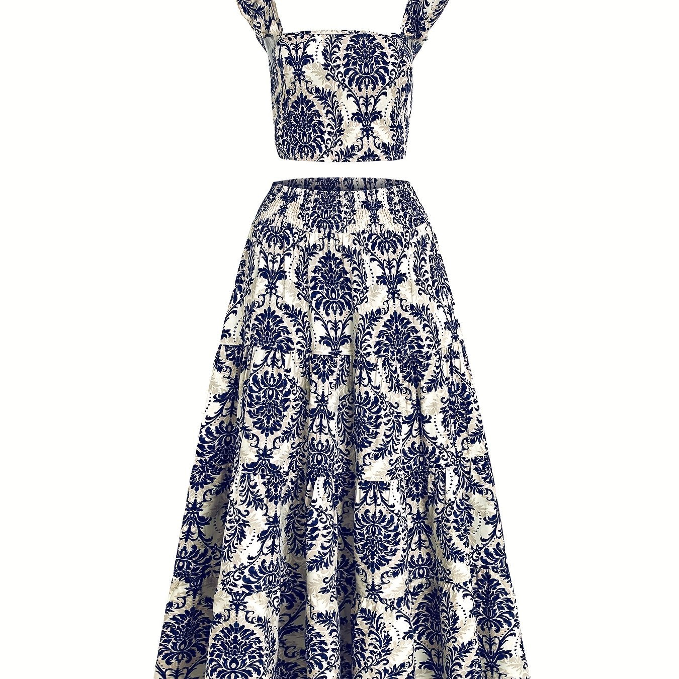 Blauw en Wit Gebloemde Jurk | Zomer Outfit Dames | Elegante Gelegenheidsjurk