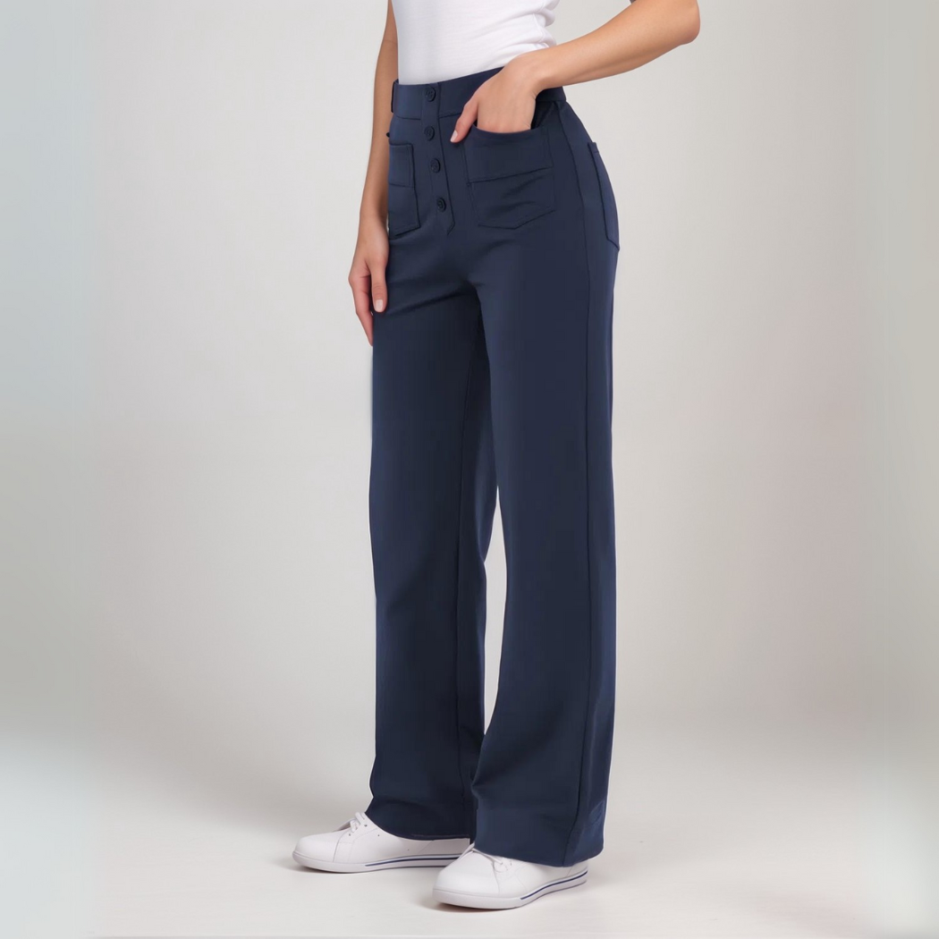 Lena - Elastische broek met hoge taille