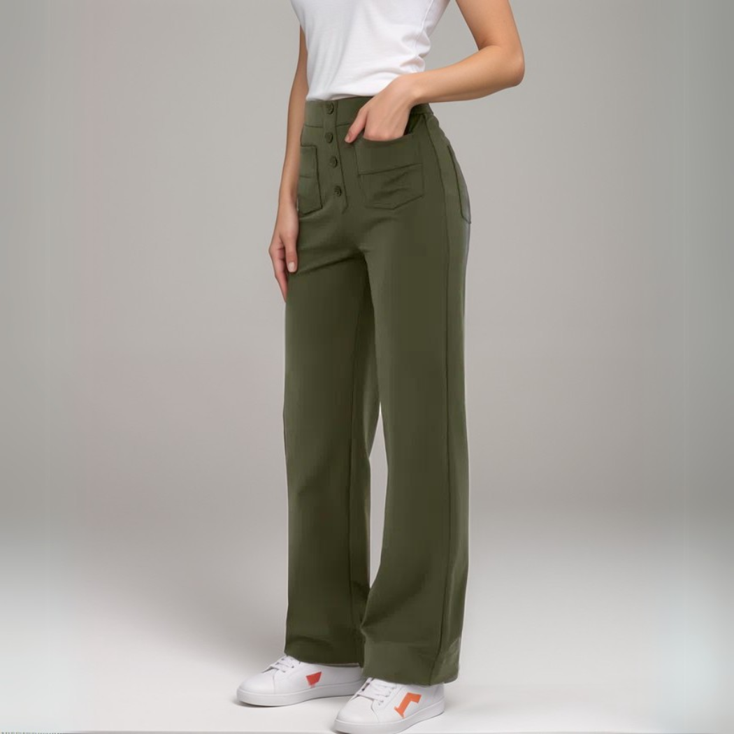 Lena - Elastische broek met hoge taille