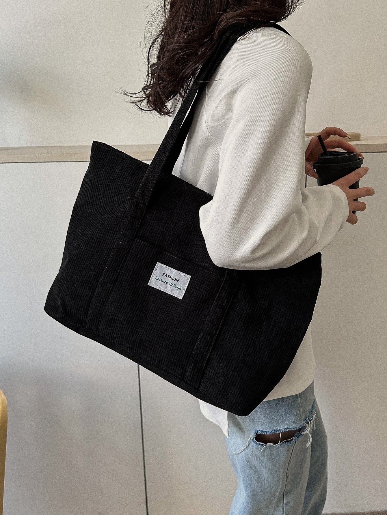Corduroy Tote Bag Groot Formaat | Schooltas | Voor school, studenten en werk
