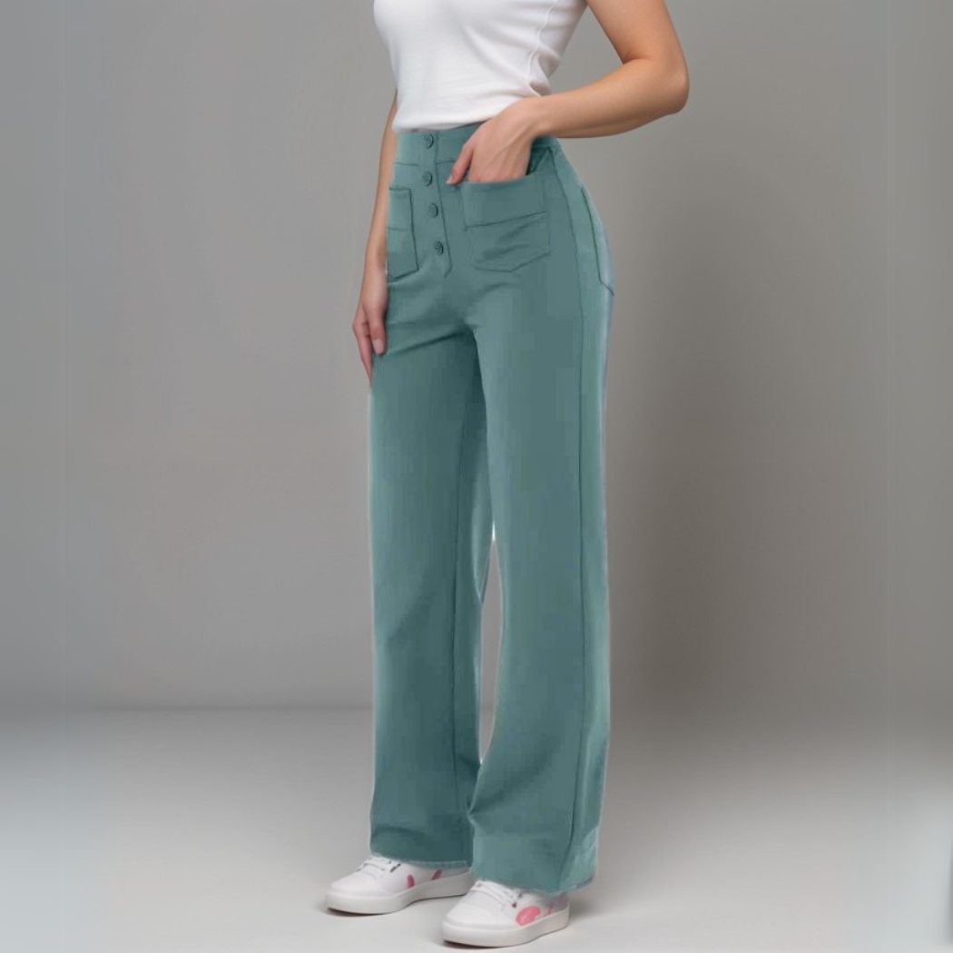 Lena - Elastische broek met hoge taille