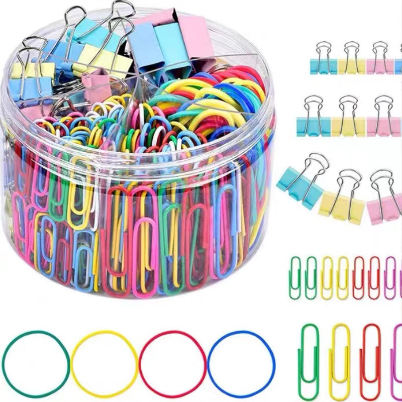 240-delige paperclip en binder set | Bureauaccessoires | Clips en elastiekjes voor school of kantoor