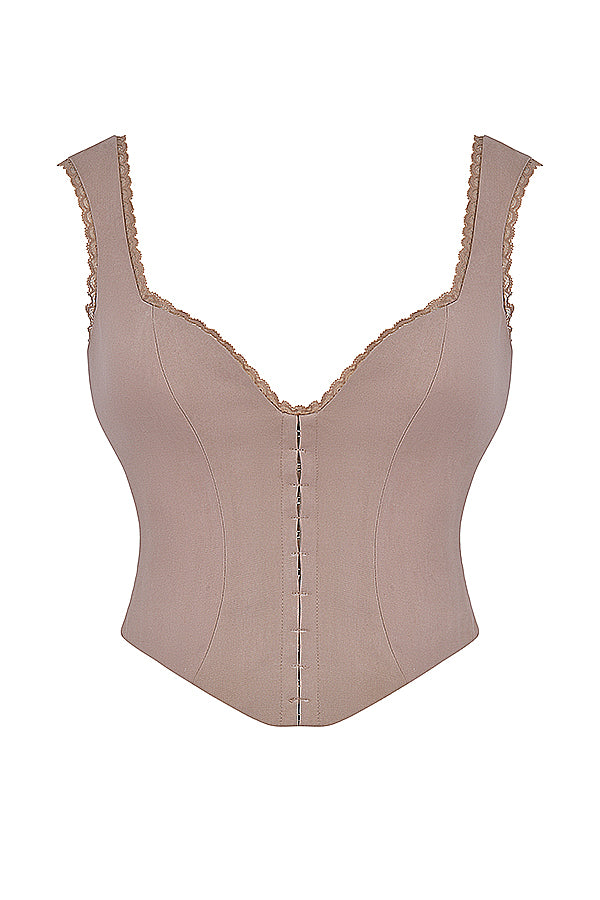 Set paddestoelkorset met kanten rand en maxirok