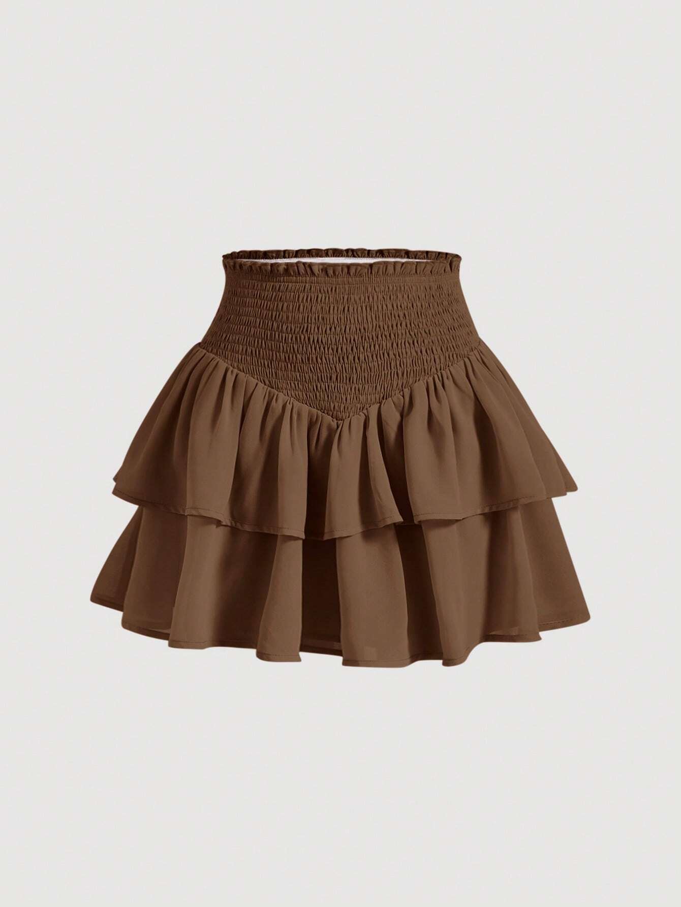 MOD Dubbele Ruche Rok met Kreukzoom | Minirrok Dames | A-symmetrische rok met gekreukte tailleband