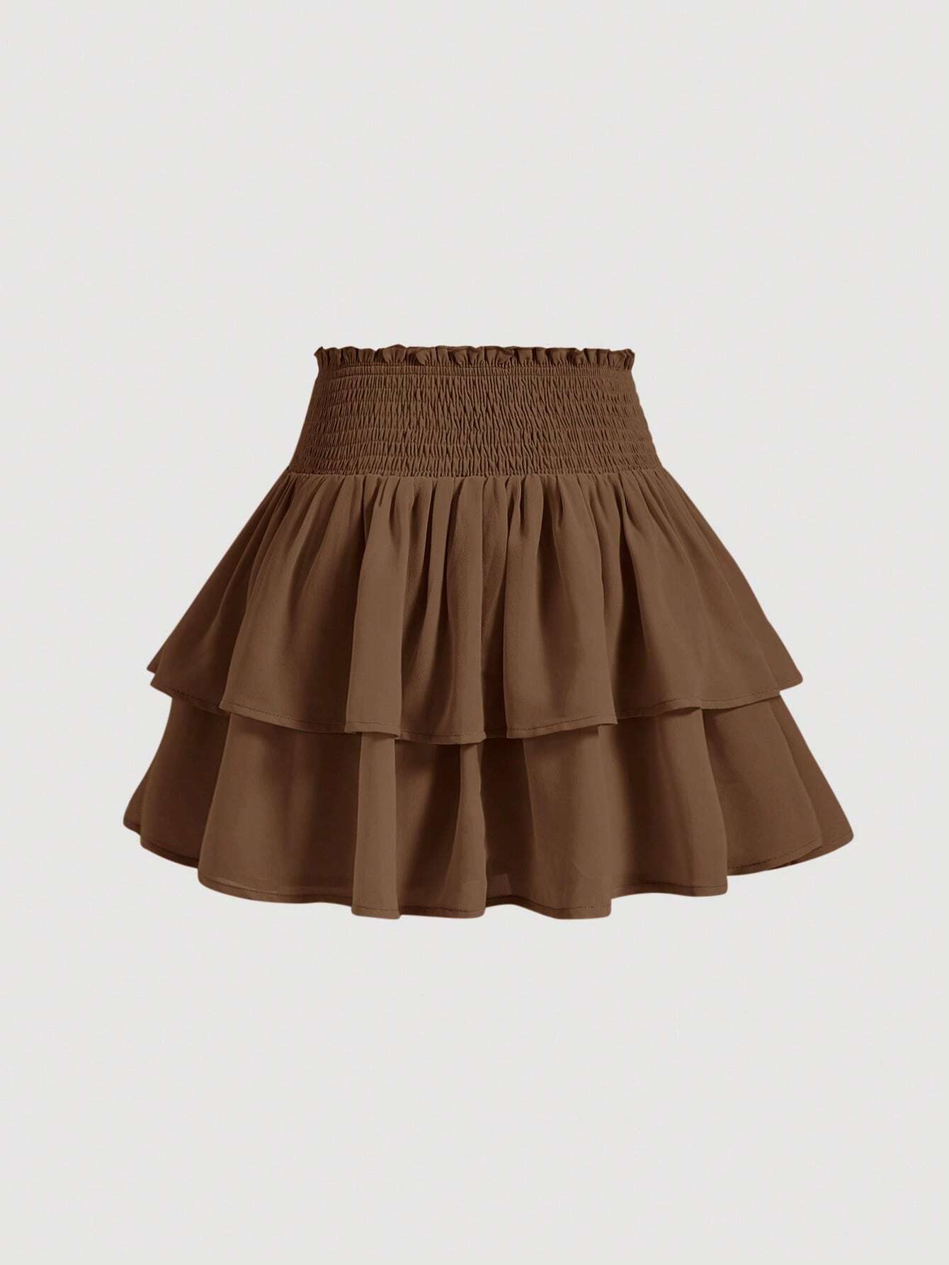 MOD Dubbele Ruche Rok met Kreukzoom | Minirrok Dames | A-symmetrische rok met gekreukte tailleband