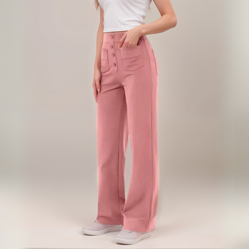 Lena - Elastische broek met hoge taille