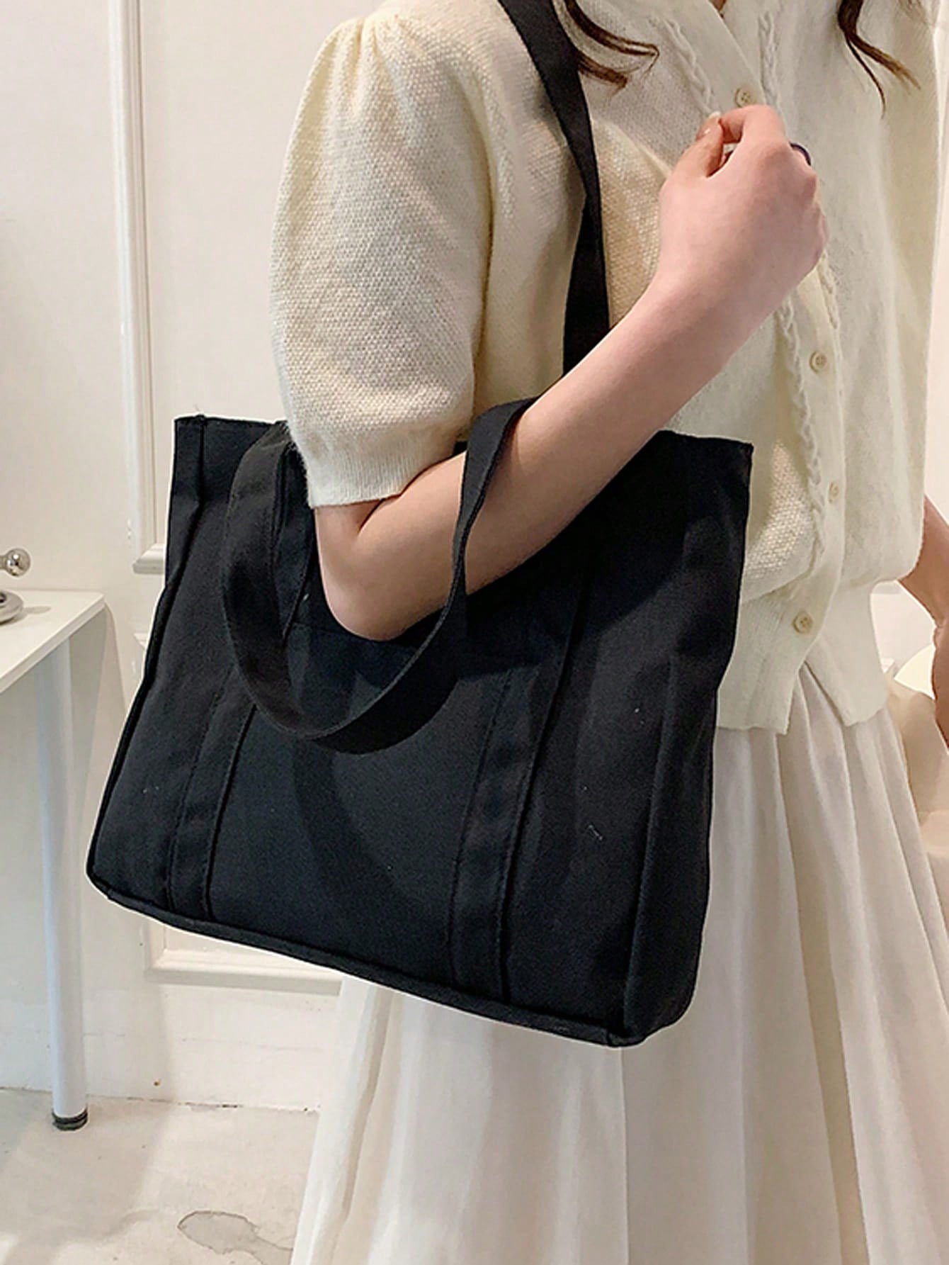 Canvas Schoudertas Voorjaar/Zomer | Schoudertas | Grote casual tas voor werk of school