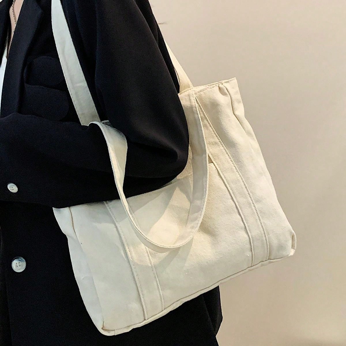 Canvas Schoudertas Voorjaar/Zomer | Schoudertas | Grote casual tas voor werk of school