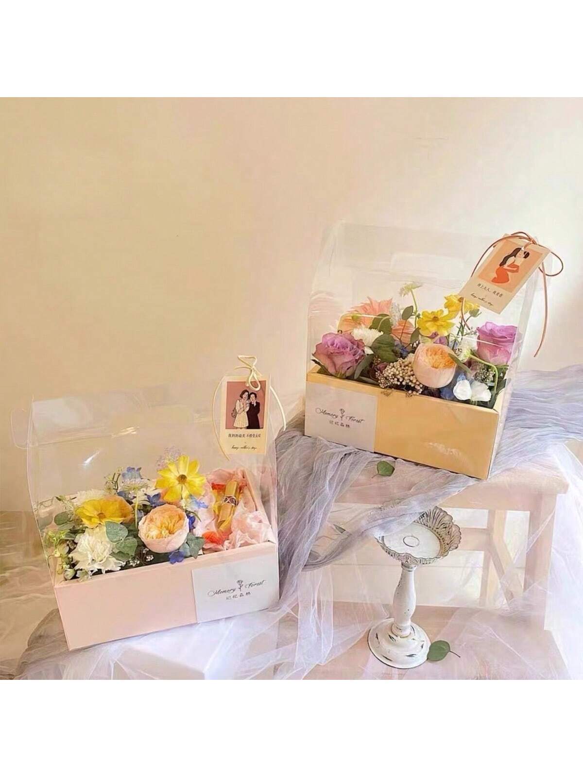 Bloem Versierde Geschenkdoos | Geschenkverpakkingen | Elegante PVC Geschenkverpakking voor Feesten