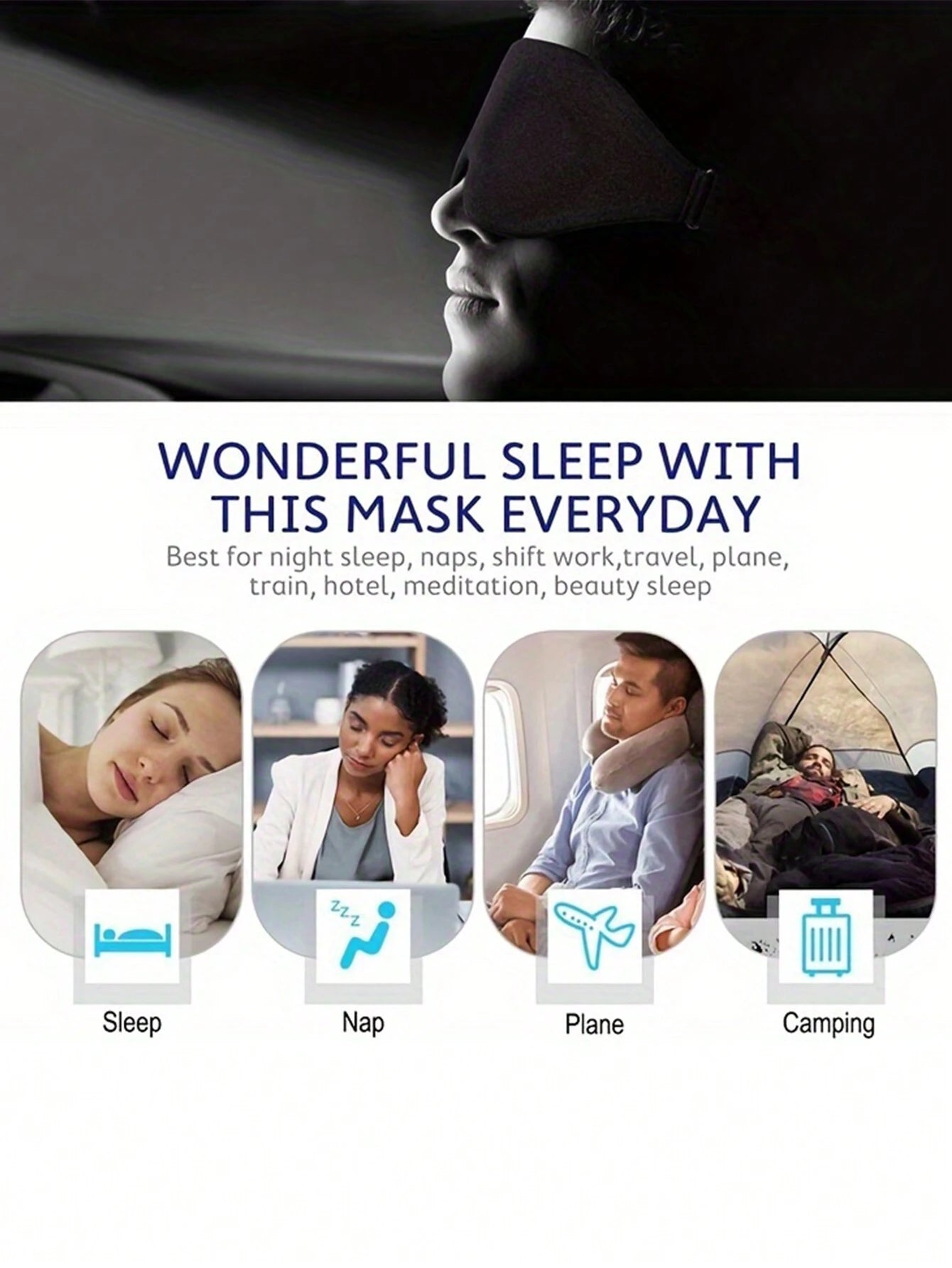 3D Slaapmasker Reizen & Ontspanning | Slaapmasker | Comfortabel en lichtblokkerend oogmasker voor optimale rust