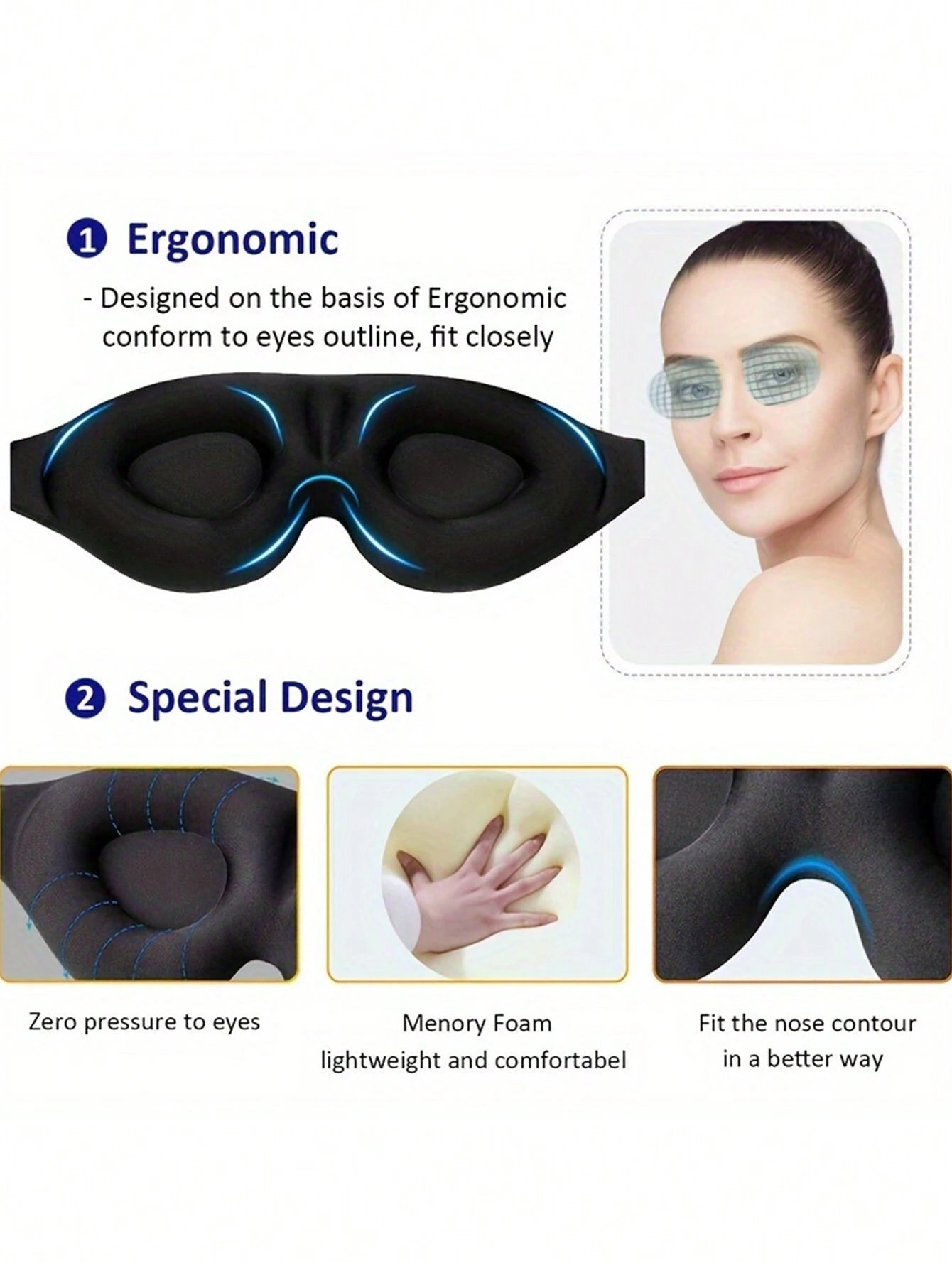 3D Slaapmasker Reizen & Ontspanning | Slaapmasker | Comfortabel en lichtblokkerend oogmasker voor optimale rust