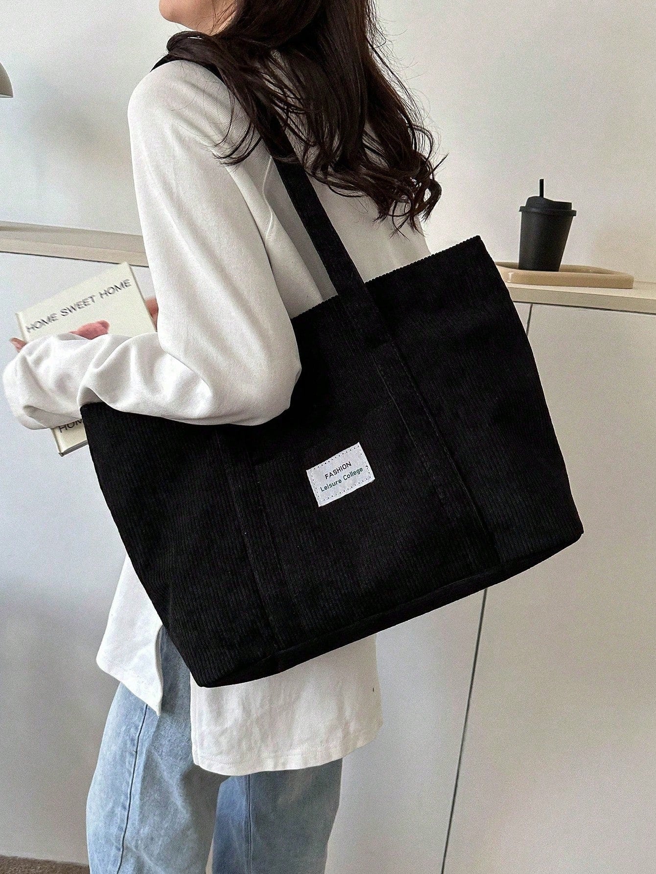 Corduroy Tote Bag Groot Formaat | Schooltas | Voor school, studenten en werk