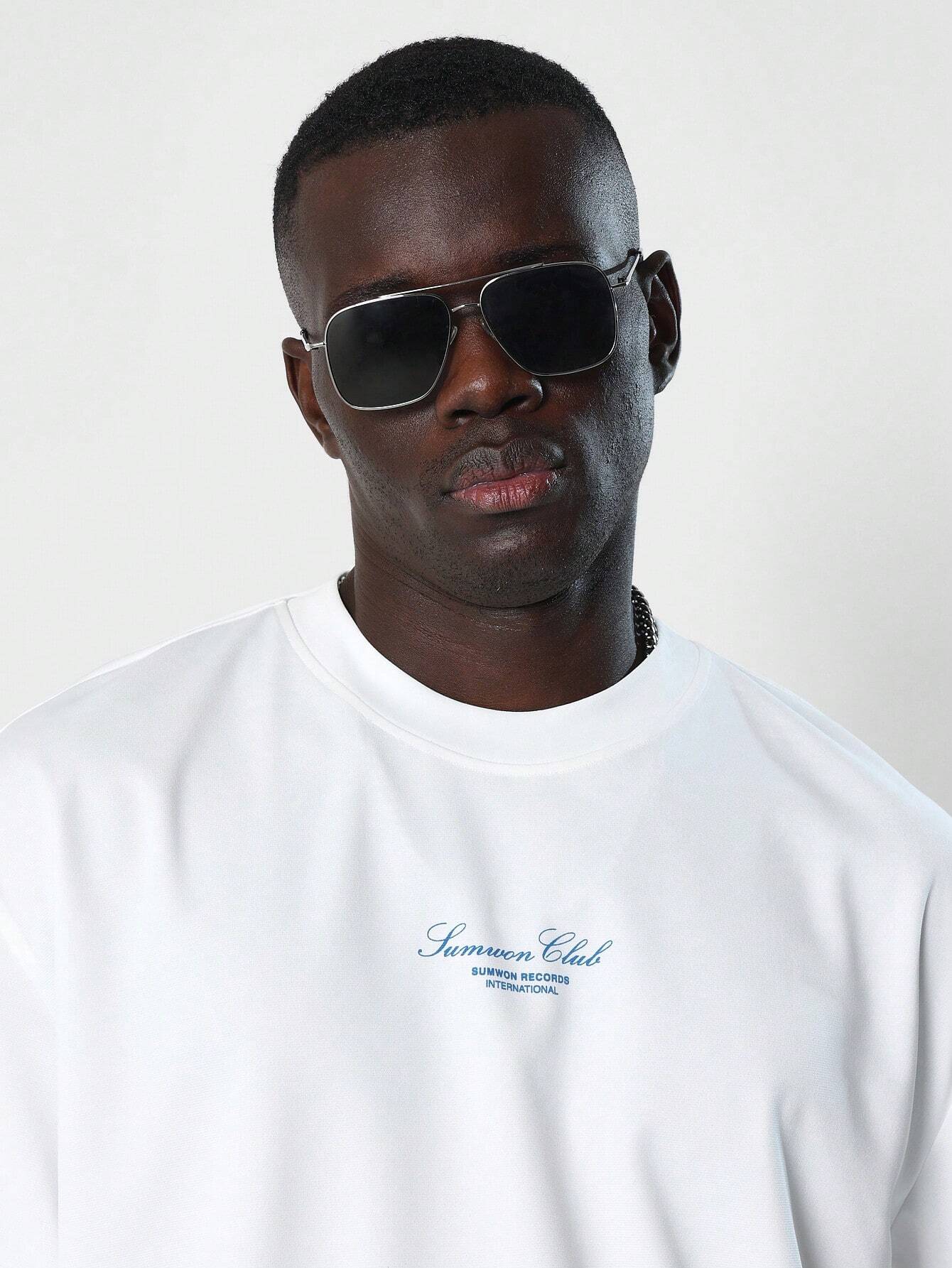 SUMWON Regular Fit T-shirt Voor/Achter Print | T-shirt | Korte mouwen met dubbele grafische opdruk