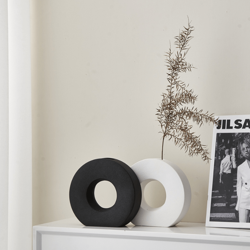 Eindeloze Cirkels | Minimalistisch Keramiek Vaasje | Tijdloze Stijl | Uniek Decoratie