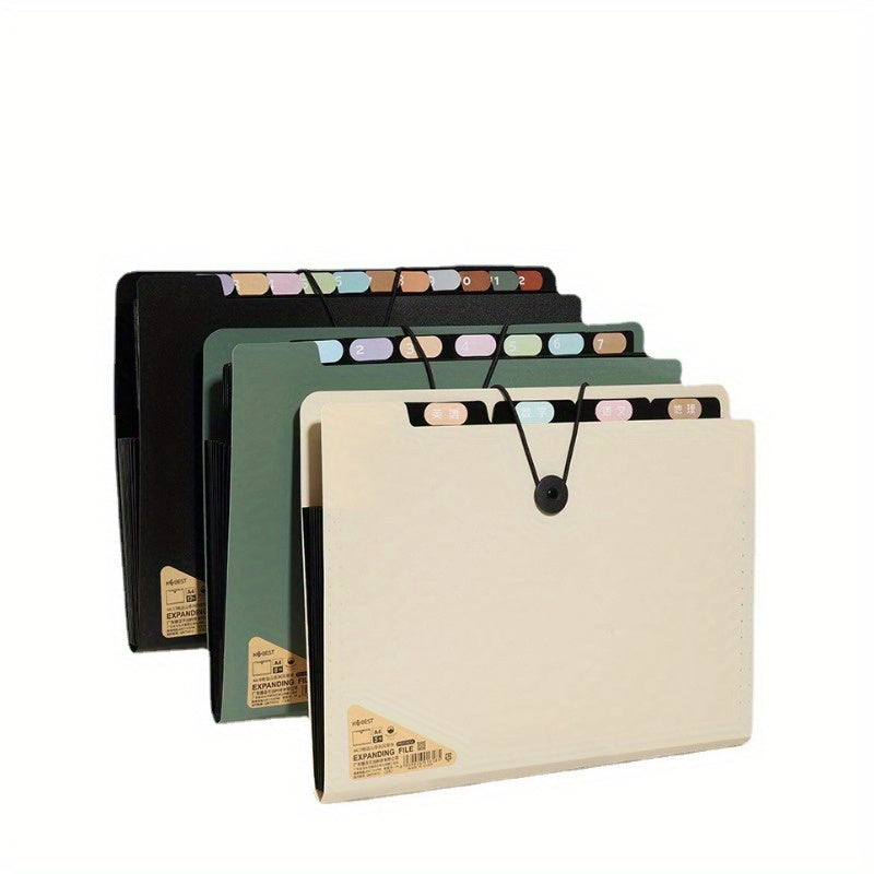 Zwarte 13-vaks map met handvat | Opbergmap | Elegante documentmap voor bureauorganisatie