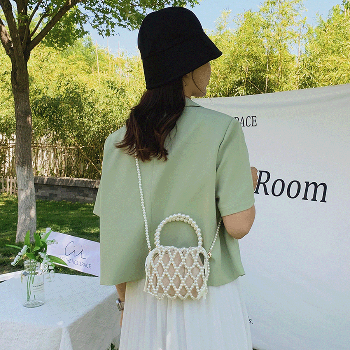 Vintage Franse Kralen Emmertas | Handtas | Zomeraccessoire met parelontwerp