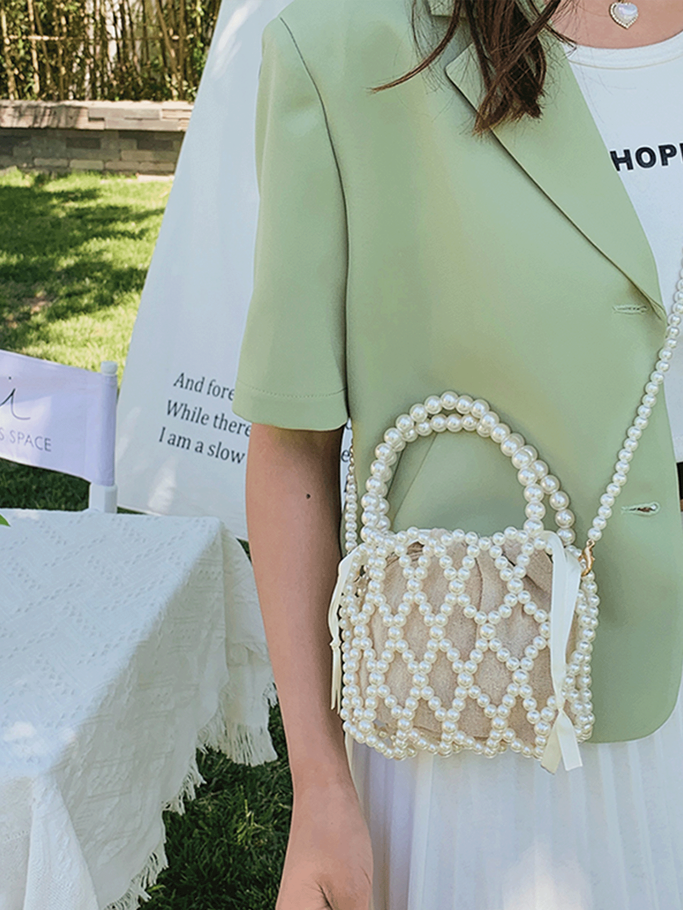 Vintage Franse Kralen Emmertas | Handtas | Zomeraccessoire met parelontwerp