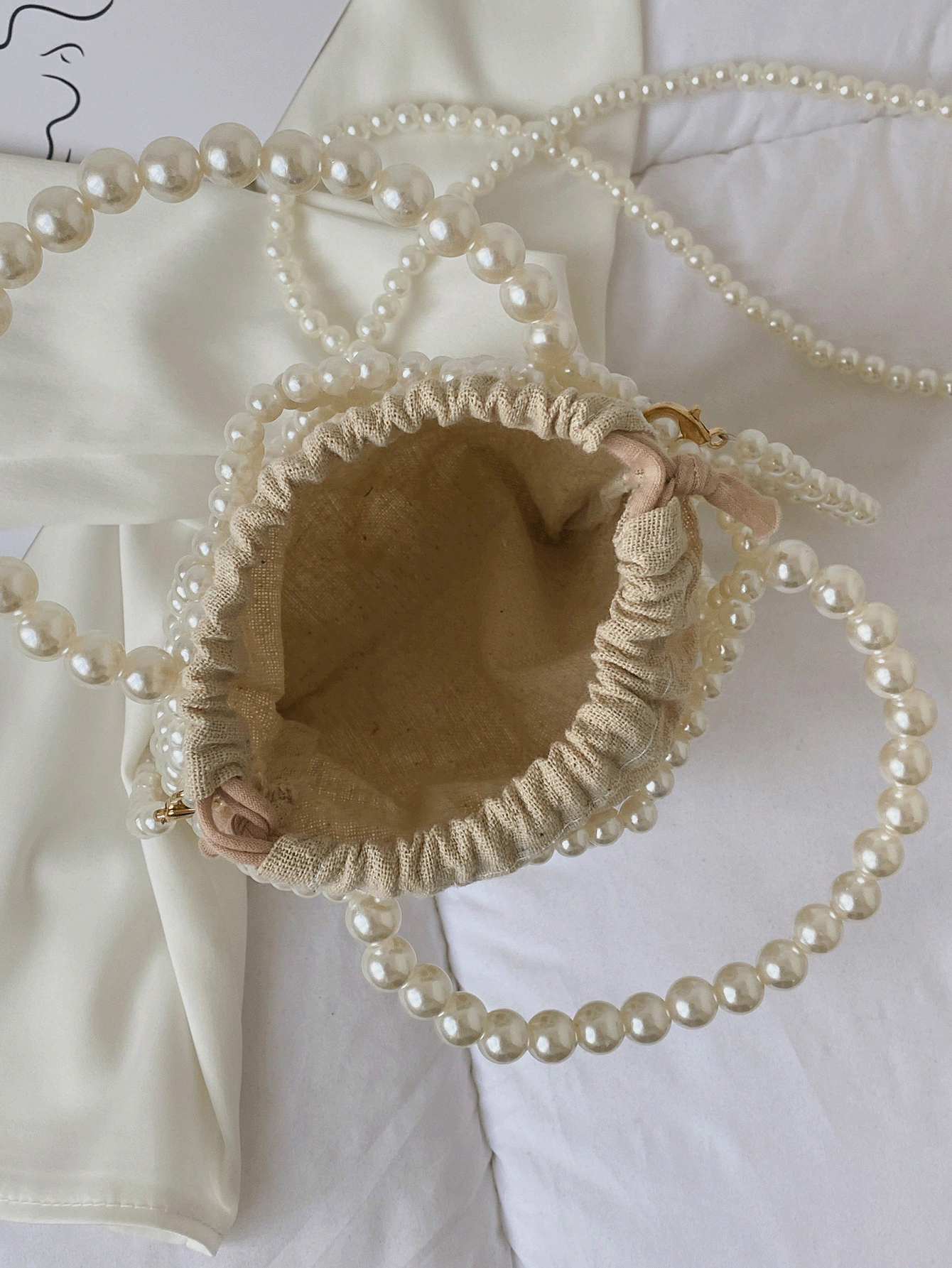 Vintage Franse Kralen Emmertas | Handtas | Zomeraccessoire met parelontwerp