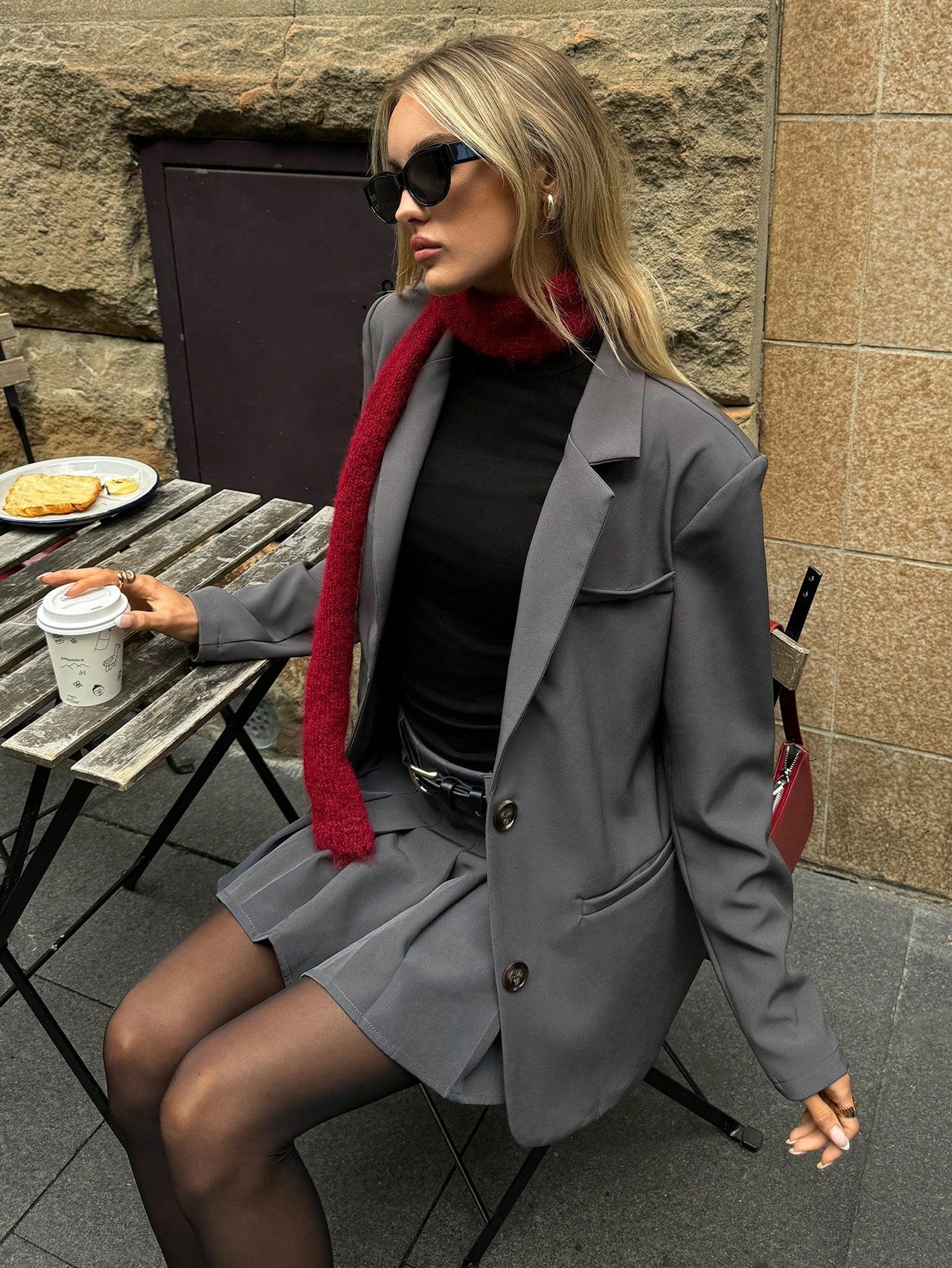 Minimalistische Grijze Blazer en broek | Dames outfit | Casual Oversized Blazer en broek voor Dagelijks Gebruik