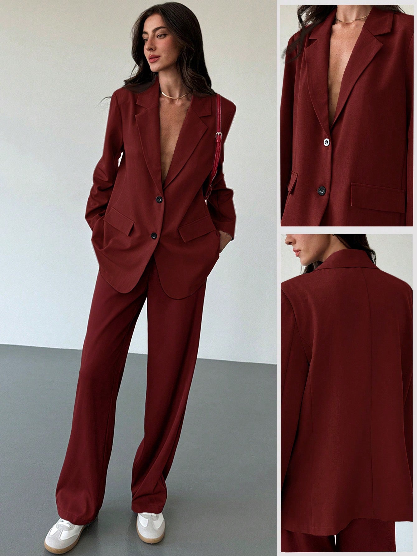 Minimalistische Grijze Blazer en broek | Dames outfit | Casual Oversized Blazer en broek voor Dagelijks Gebruik