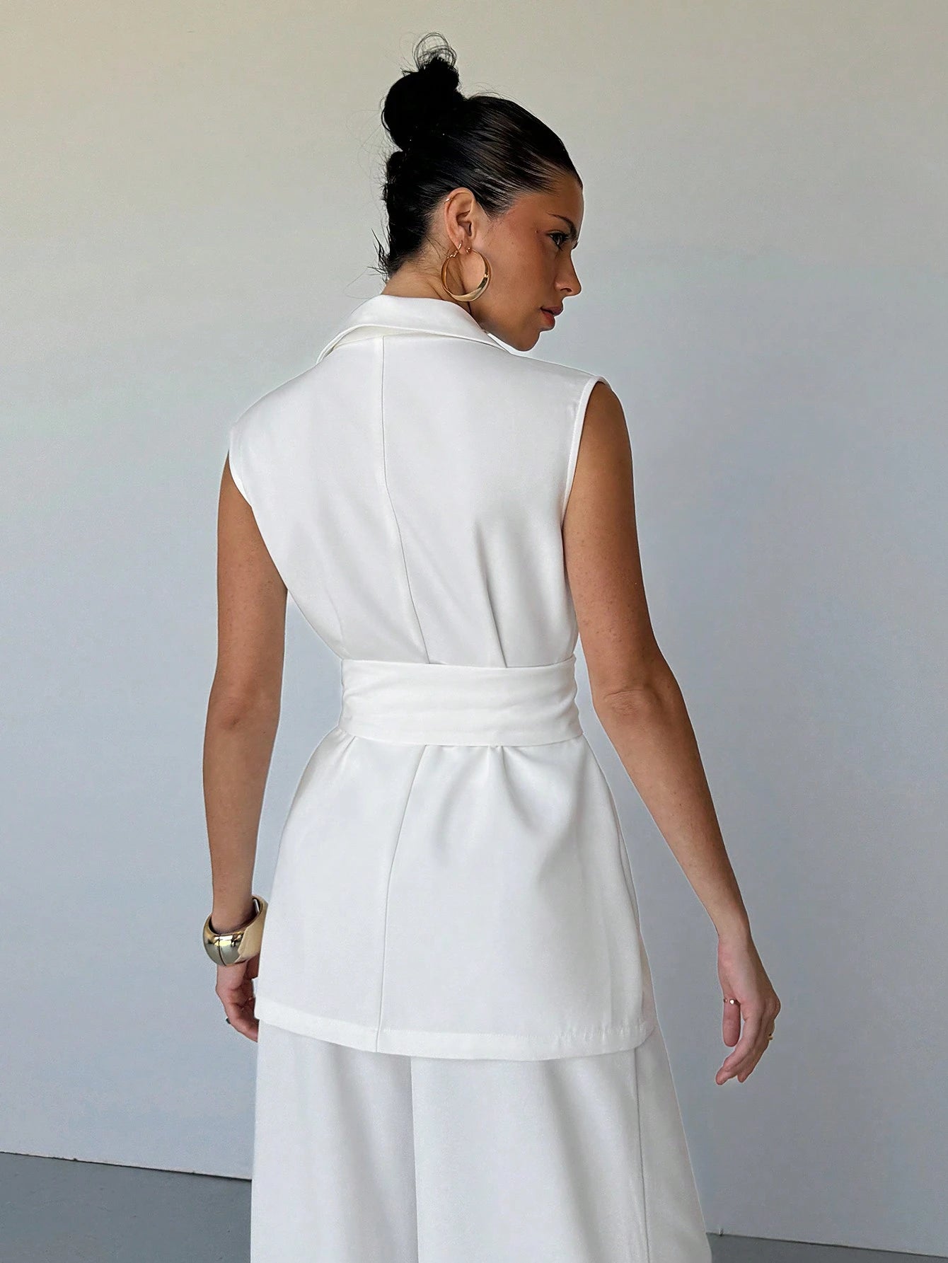 Elegante Zelf-strik Riem Vest | Damesvesten | Casual Effen Kleur Vest voor Lente en Herfst