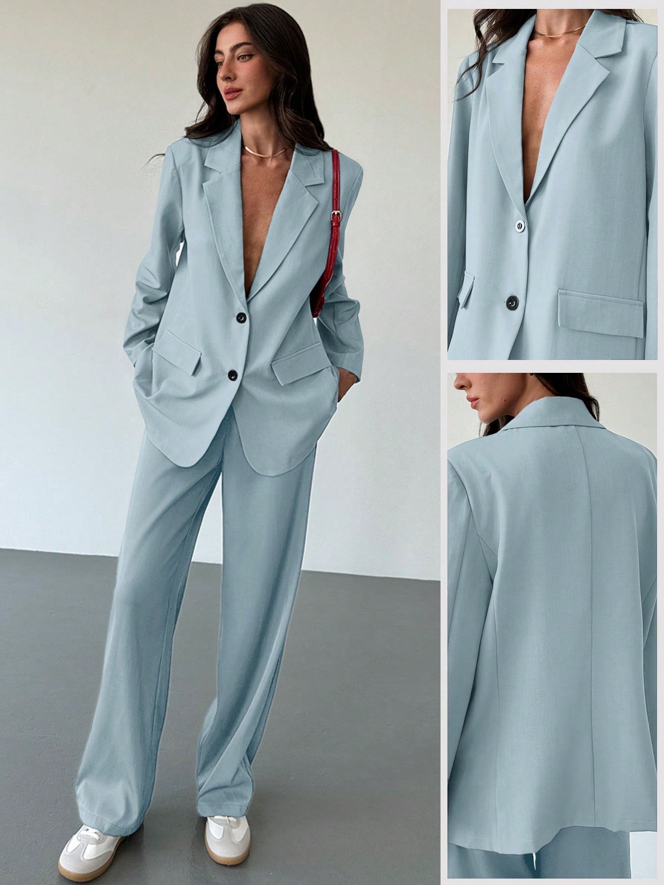 Minimalistische Grijze Blazer en broek | Dames outfit | Casual Oversized Blazer en broek voor Dagelijks Gebruik