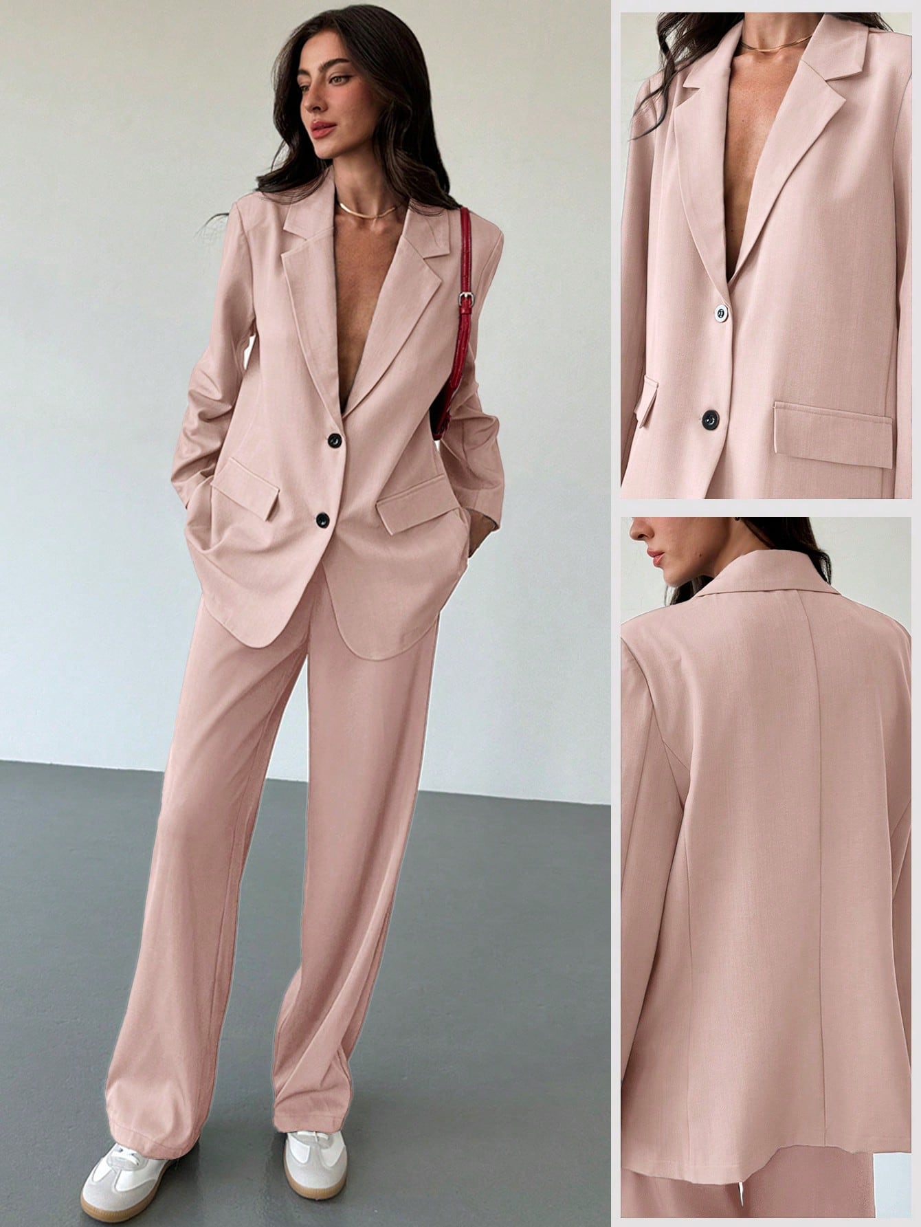 Minimalistische Grijze Blazer en broek | Dames outfit | Casual Oversized Blazer en broek voor Dagelijks Gebruik