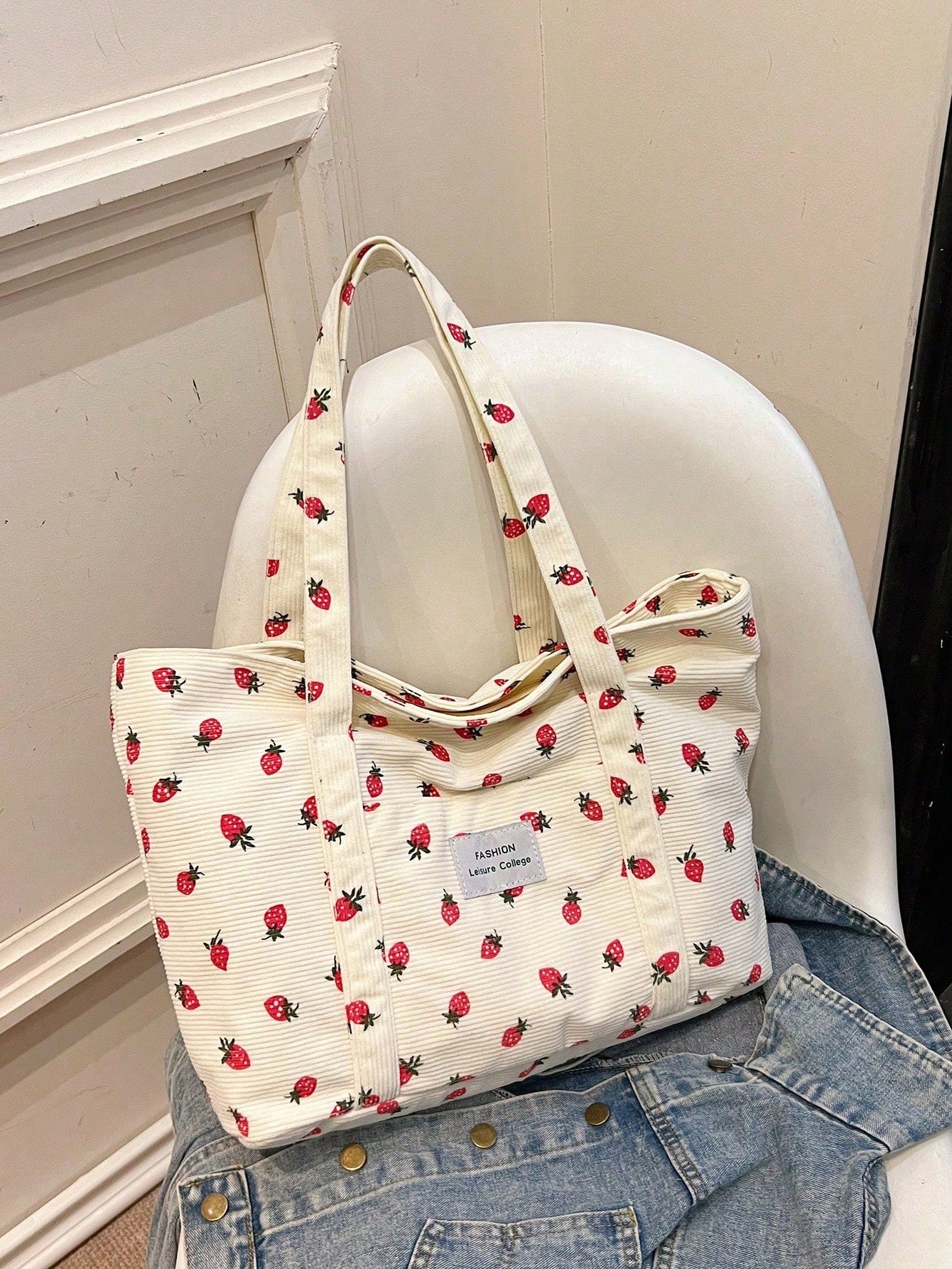 Corduroy Tote Bag Groot Formaat | Schooltas | Voor school, studenten en werk