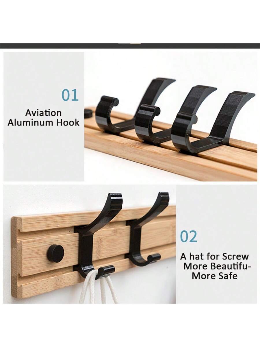 Nordic bamboe kapstok met haken | Kapstok | Minimalistische wandkapstok voor slaapkamer of hal