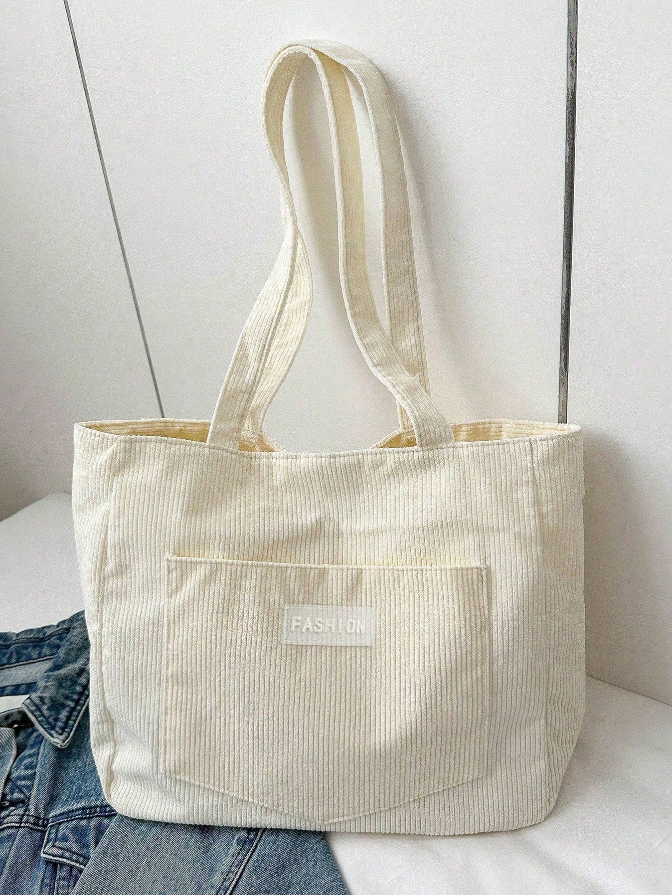 Corduroy Tote Bag Groot Formaat | Schooltas | Voor school, studenten en werk