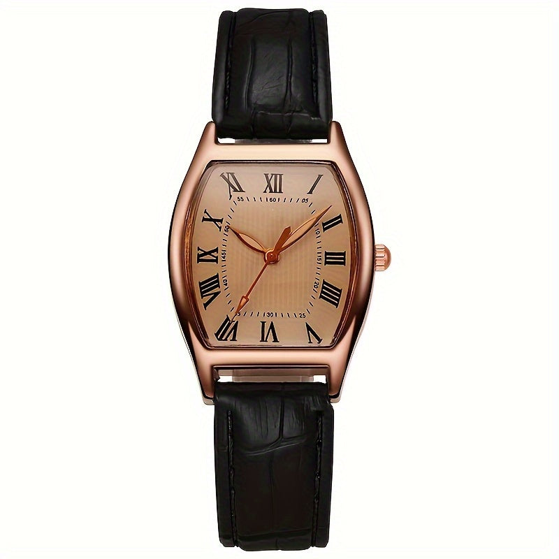 Vintage Quartz Horloge Dames - Klassiek Design met Kalender en Gouden Wijzerplaat