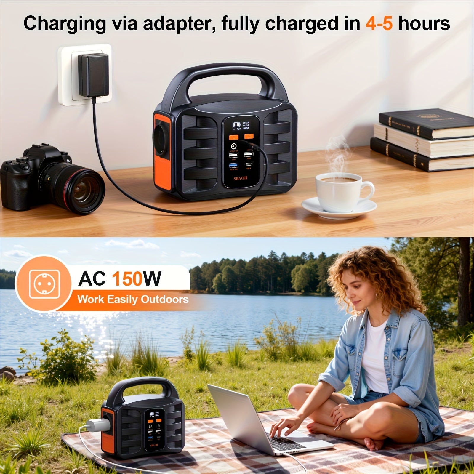 Voltura Gear | Draagbare Power Station – 194Wh Lithium Accu, 150/200W Output, AC/USB Poorten, Solar-Compatibel, Ideaal voor Reizen, Camping & Noodstroom