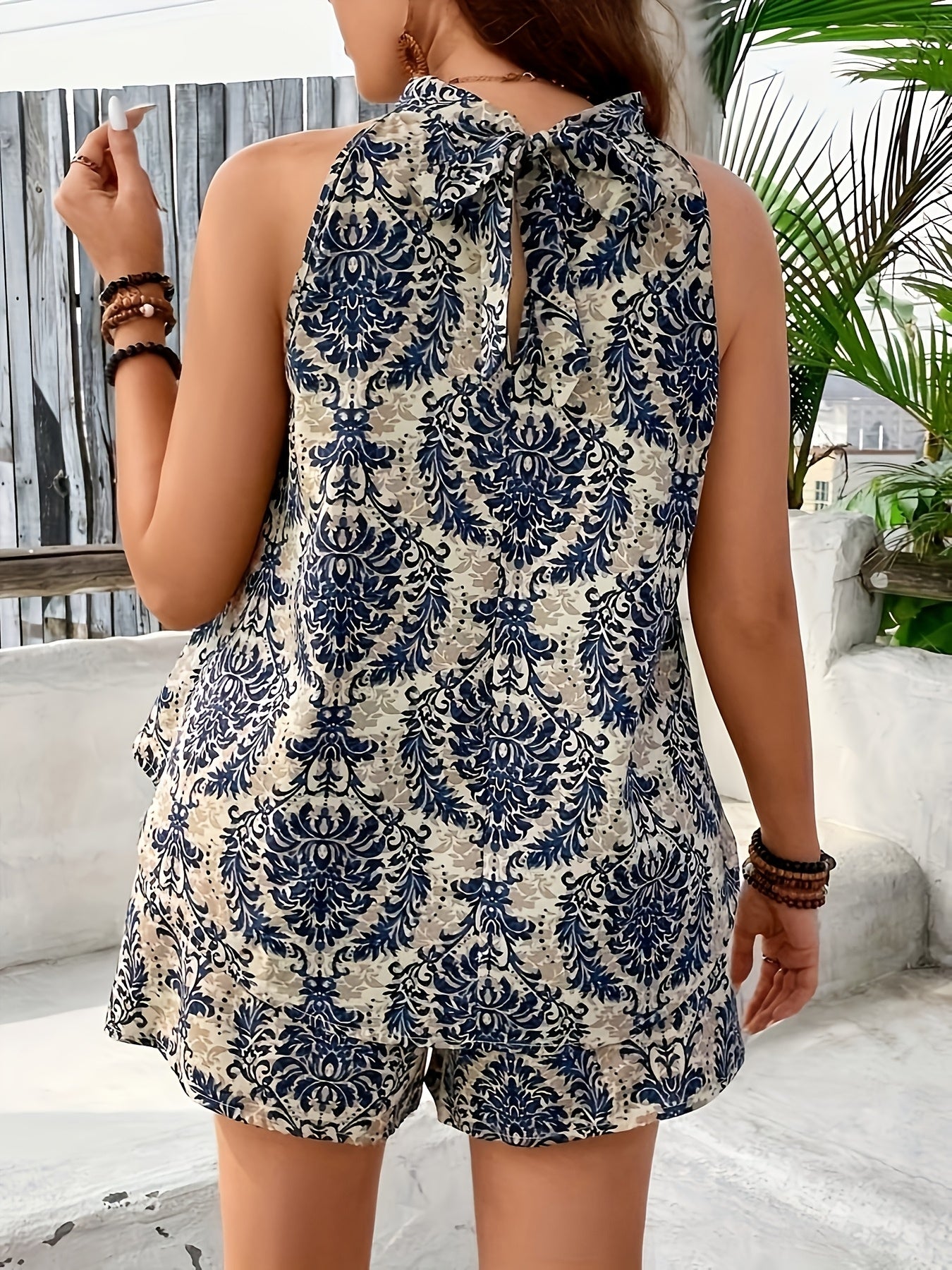 Halsternek Jumpsuit | Zomerset dames | Elegante Jumpsuit met Patroon