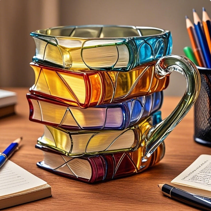 NovelMug | 3D handgemaakte geschilderde boekenmok - unieke literaire koffiekop, cadeau voor boekenliefhebbers
