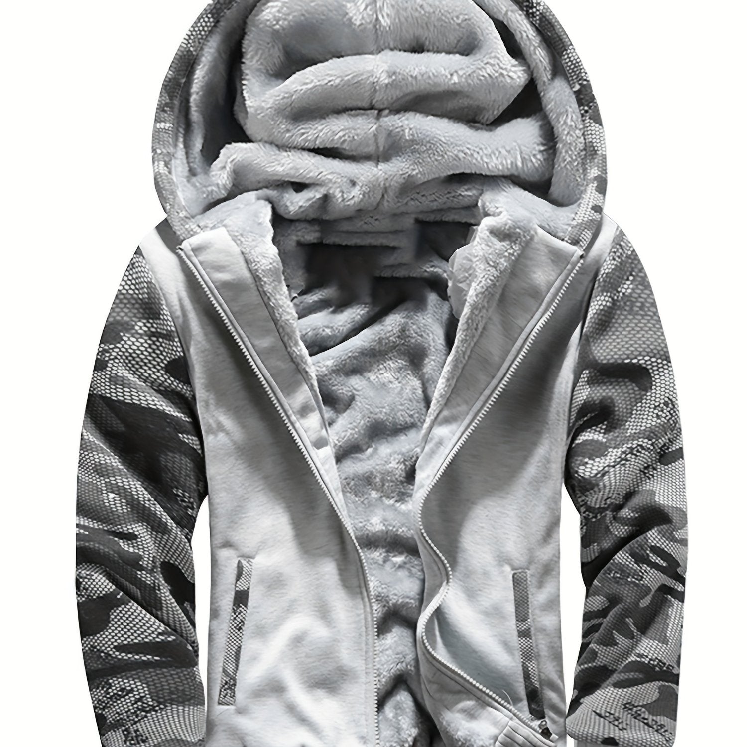Visconte Heren Fleece Hooded Jacket – Warme Colorblock Winterjas, Casual Capuchonjas voor Herfst & Winter