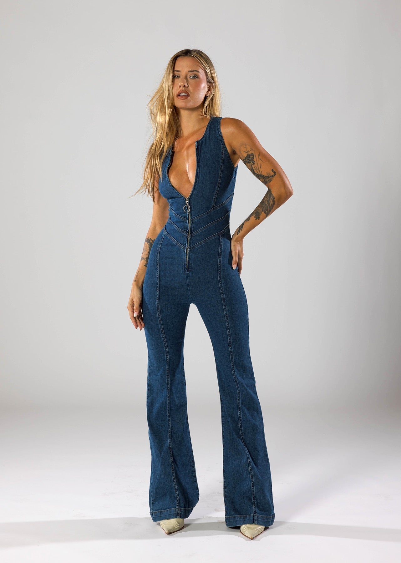 Miu | Denim Jumpsuit met Hartvormige Uitsnede