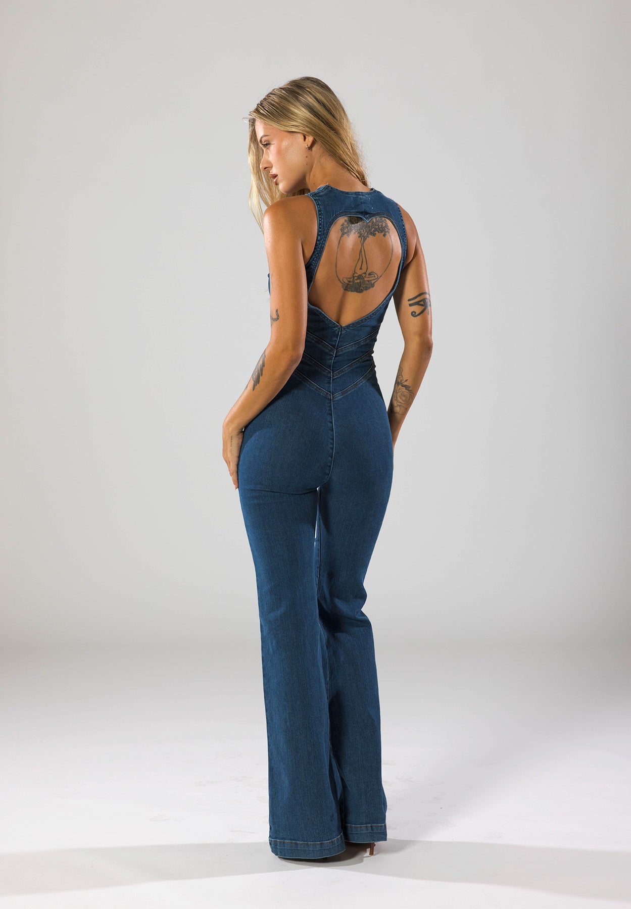 Miu | Denim Jumpsuit met Hartvormige Uitsnede