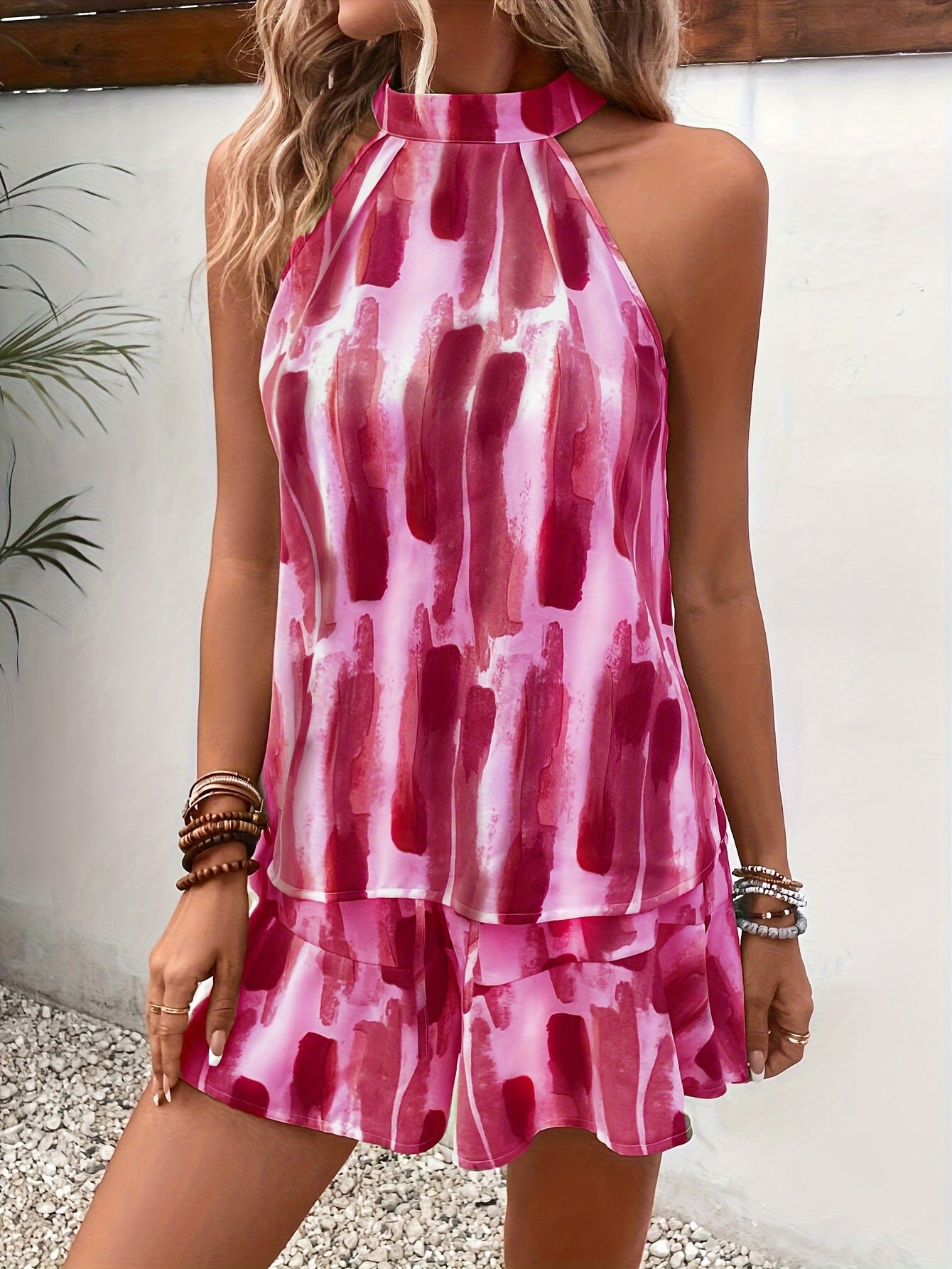 Mouwloze abstracte print jumpsuit | Zomer Outfit Dames | Elegante Zomerse Uitstraling