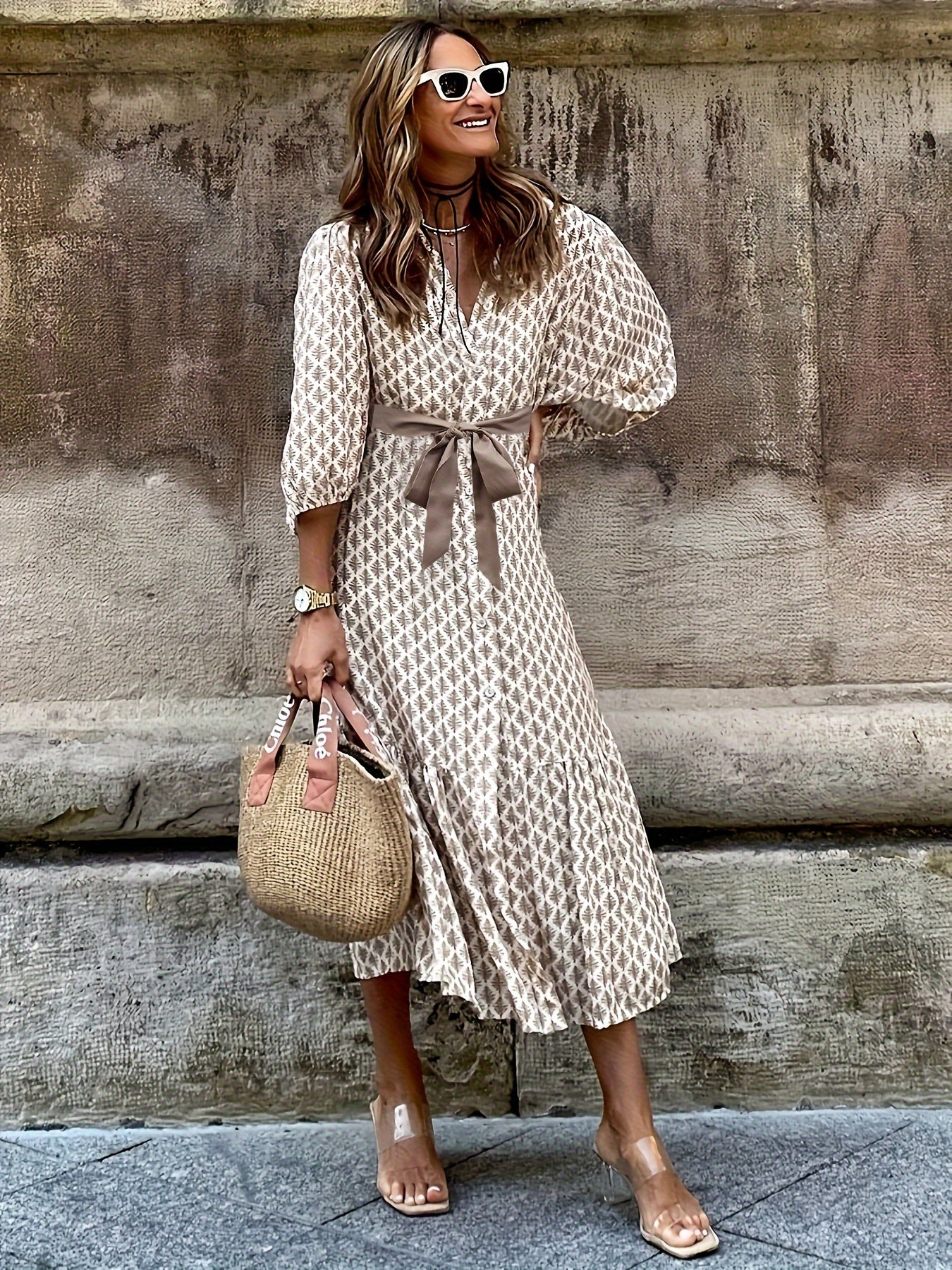 Visconte | Dames Jurk | Polyester, geplooid design, elegante casual jurk