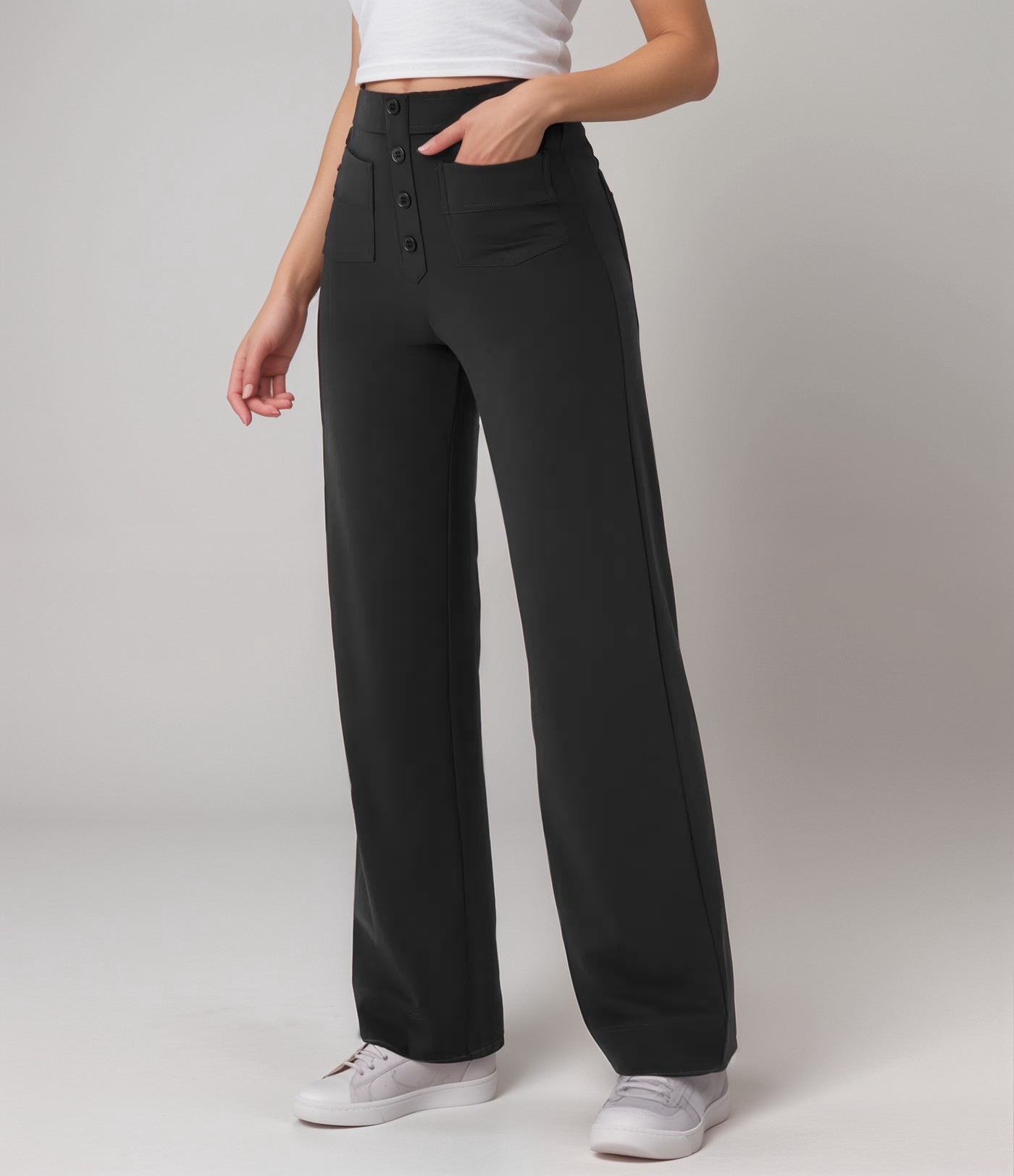 Lena - Elastische broek met hoge taille