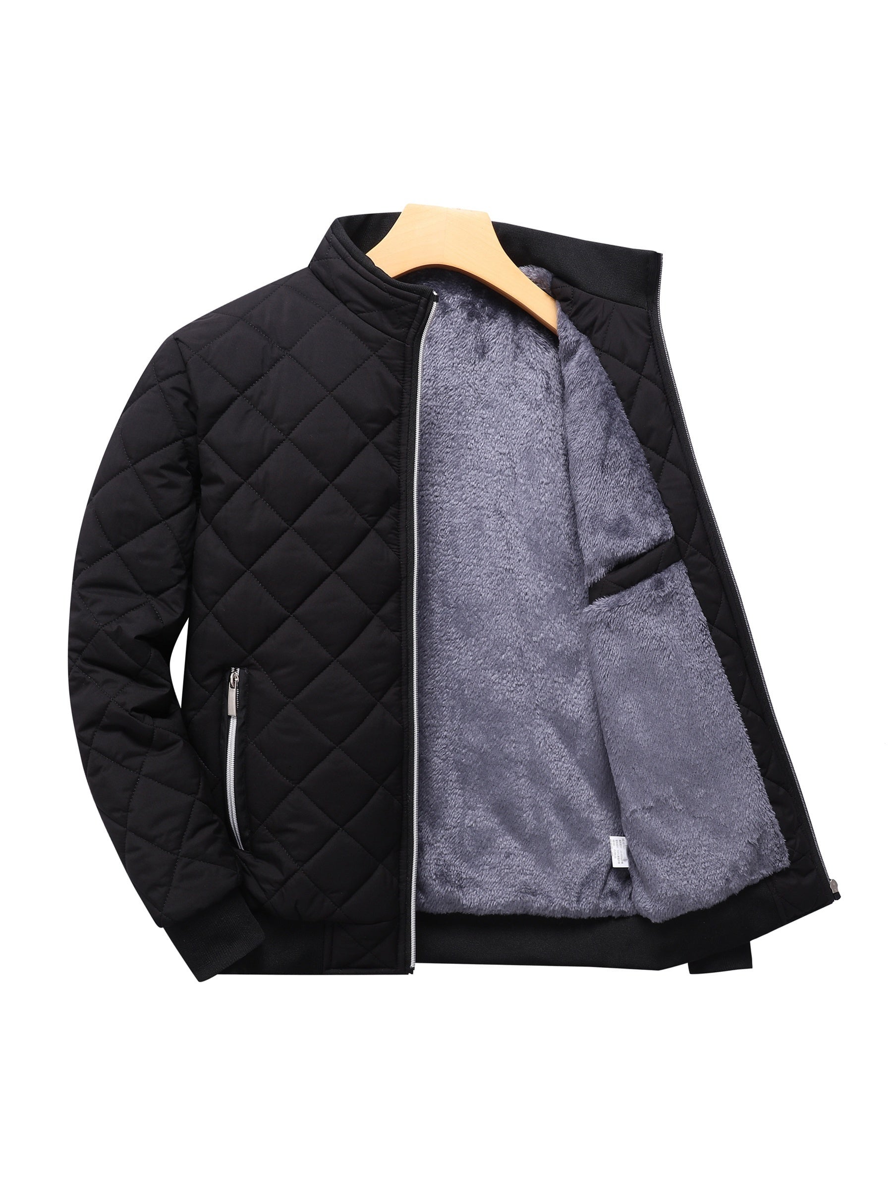 Visconte Heren Winterjas – Donkergroene Gewatteerde Fleece Jas met Capuchon, Zip-Up, Warme Loose Fit Jas voor Koud Weer